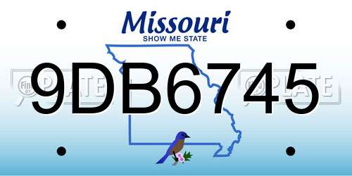 9DB6745 Missouri License Plate