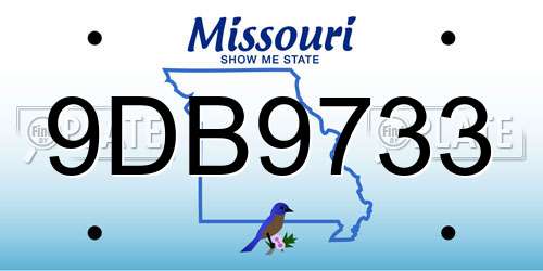 9DB9733 Missouri License Plate