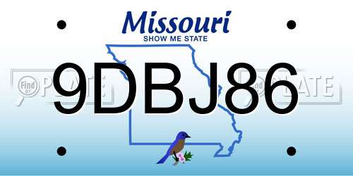 9DBJ86 Missouri License Plate