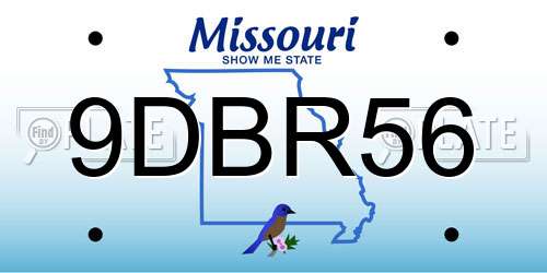 9DBR56 Missouri License Plate
