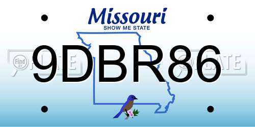 9DBR86 Missouri License Plate