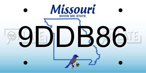 9DDB86 Missouri License Plate