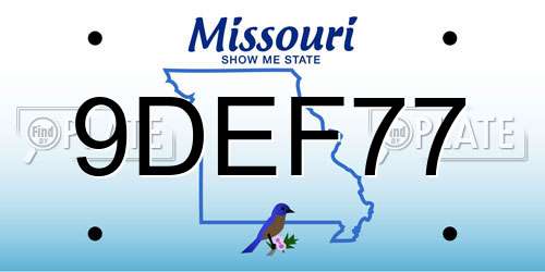 9DEF77 Missouri License Plate