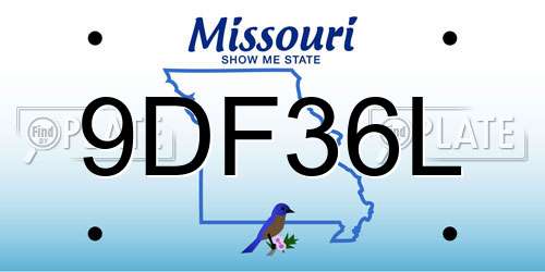 9DF36L Missouri License Plate