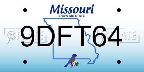 9DFT64 Missouri License Plate