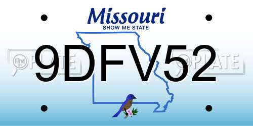 9DFV52 Missouri License Plate