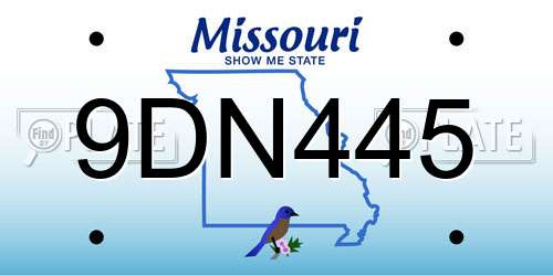 9DN445 Missouri License Plate