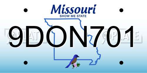 9DON701 Missouri License Plate