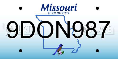 9DON987 Missouri License Plate