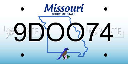 9DOO74 Missouri License Plate