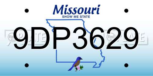 9DP3629 Missouri License Plate