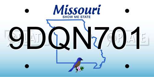 9DQN701 Missouri License Plate