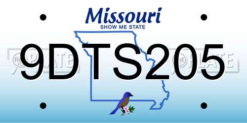 9DTS205 Missouri License Plate