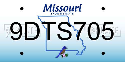 9DTS705 Missouri License Plate