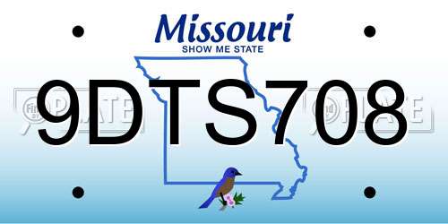 9DTS708 Missouri License Plate