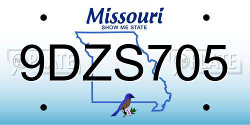 9DZS705 Missouri License Plate