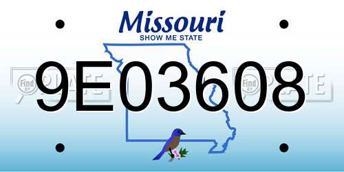 9E03608 Missouri License Plate