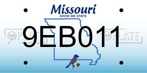 9EB011 Missouri License Plate