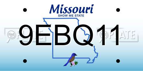 9EBQ11 Missouri License Plate
