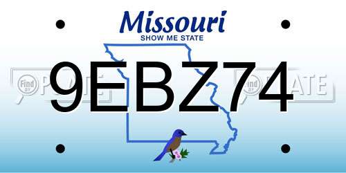 9EBZ74 Missouri License Plate
