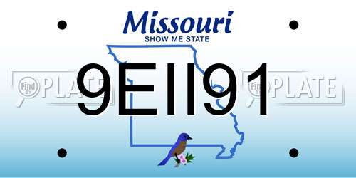 9EII91 Missouri License Plate