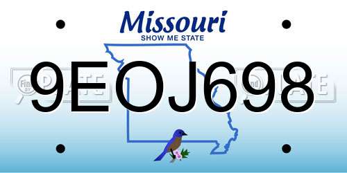9EOJ698 Missouri License Plate