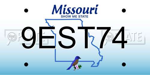 9EST74 Missouri License Plate
