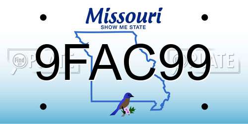 9FAC99 Missouri License Plate