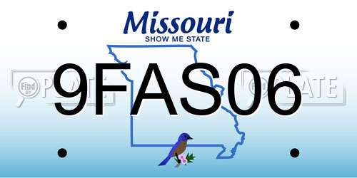 9FAS06 Missouri License Plate