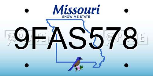 9FAS578 Missouri License Plate