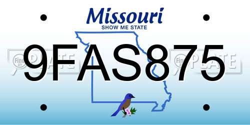 9FAS875 Missouri License Plate