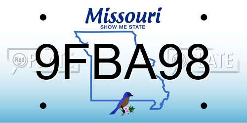 9FBA98 Missouri License Plate