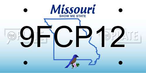 9FCP12 Missouri License Plate