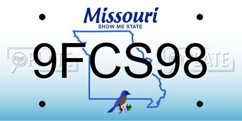 9FCS98 Missouri License Plate