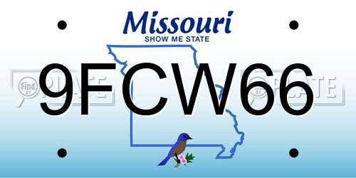 9FCW66 Missouri License Plate