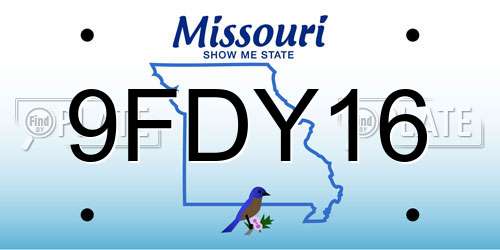 9FDY16 Missouri License Plate