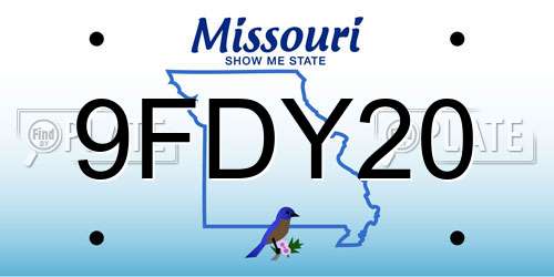 9FDY20 Missouri License Plate