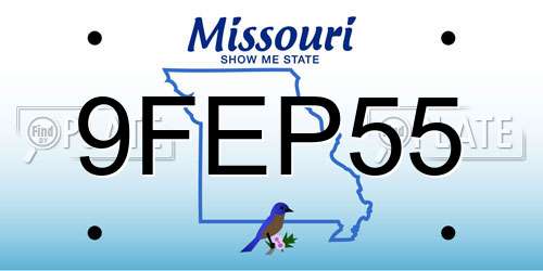 9FEP55 Missouri License Plate
