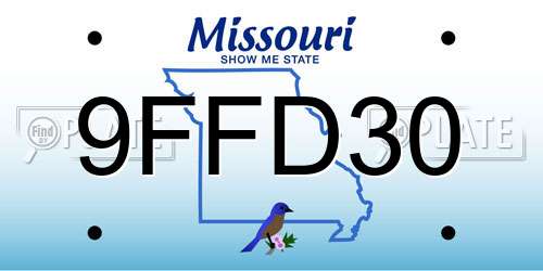 9FFD30 Missouri License Plate