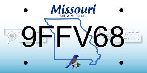 9FFV68 Missouri License Plate