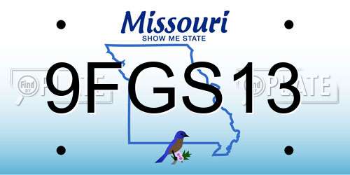 9FGS13 Missouri License Plate