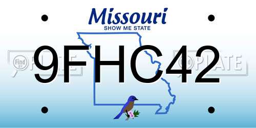 9FHC42 Missouri License Plate