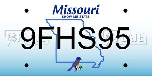 9FHS95 Missouri License Plate