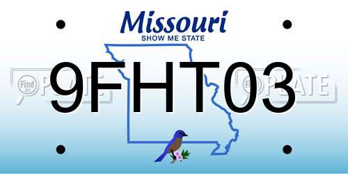 9FHT03 Missouri License Plate