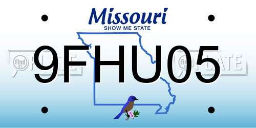 9FHU05 Missouri License Plate