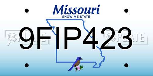 9FIP423 Missouri License Plate
