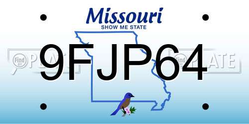 9FJP64 Missouri License Plate