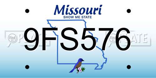 9FS576 Missouri License Plate