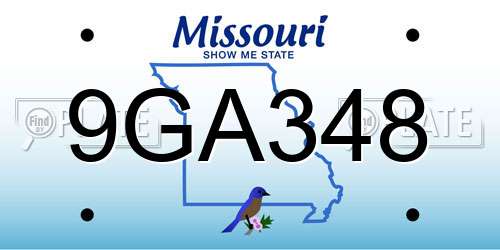 9GA348 Missouri License Plate