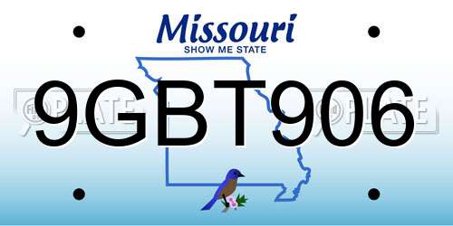 9GBT906 Missouri License Plate